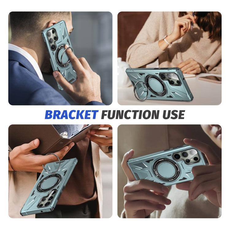 For Samsung Galaxy S23 5G MagSafe Magnetic Shockproof Phone Case with Ring Holder(Green) - Galaxy S23 5G Cases by PMC TechLife | Online Shopping South Africa | PMC TechLife