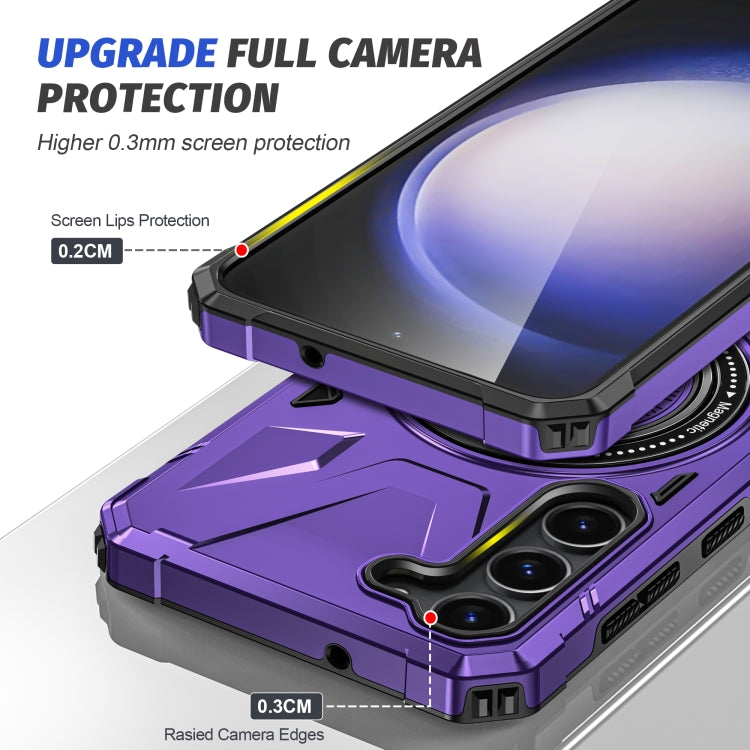 For Samsung Galaxy S24 5G MagSafe Magnetic Shockproof Phone Case with Ring Holder(Purple) - Galaxy S24 5G Cases by PMC TechLife | Online Shopping South Africa | PMC TechLife