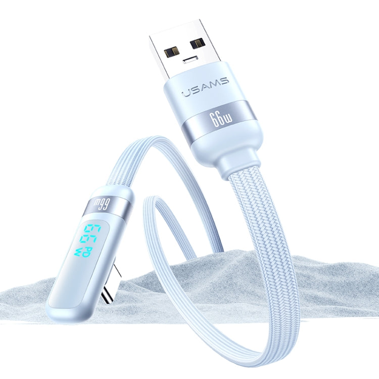 USAMS US-SJ651 6A USB to USB-C/Type-C Aluminum Alloy Digital Display Fast Charging Elbow Data Cable, Length: 1.2m(Black) - USB-C & Type-C Cable by USAMS | Online Shopping South Africa | PMC TechLife | Buy Now Pay Later Mobicred