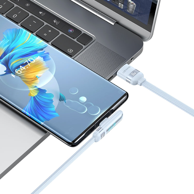 USAMS US-SJ651 6A USB to USB-C/Type-C Aluminum Alloy Digital Display Fast Charging Elbow Data Cable, Length: 1.2m(Black) - USB-C & Type-C Cable by USAMS | Online Shopping South Africa | PMC TechLife | Buy Now Pay Later Mobicred