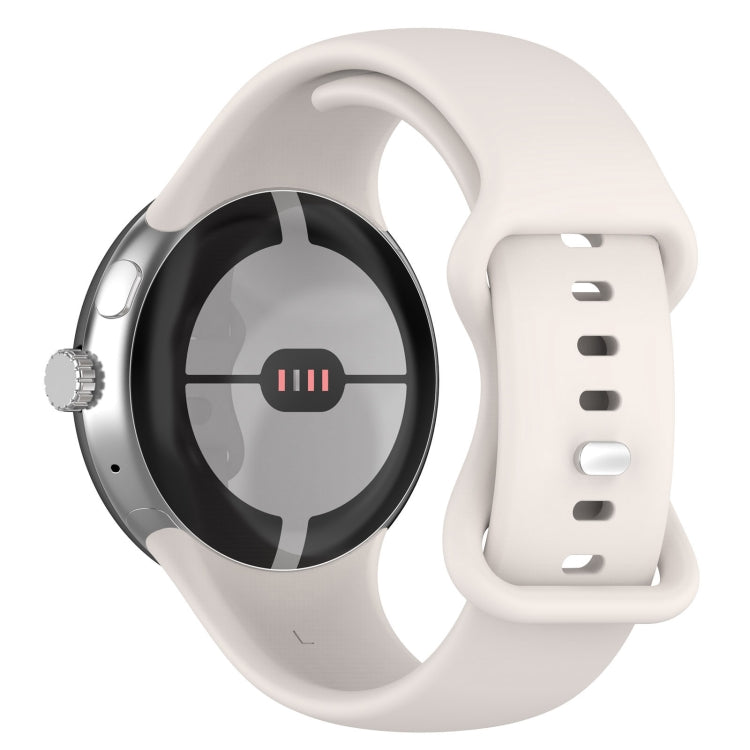 For Google Pixel Watch 2 Solid Color Silicone Watch Band, Size:S Size(Creamy White) - Watch Bands by PMC TechLife | Online Shopping South Africa | PMC TechLife