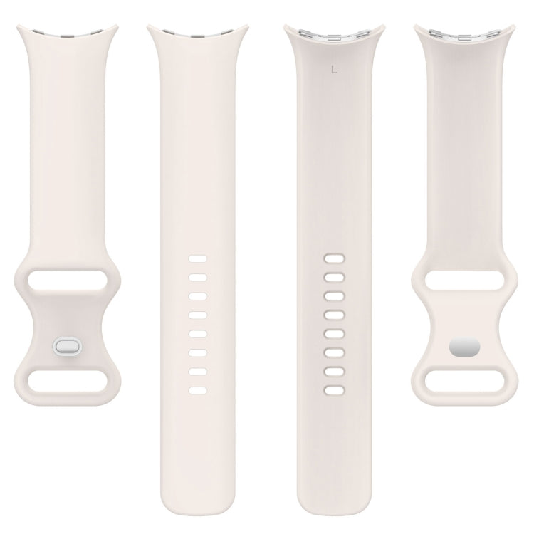 For Google Pixel Watch 2 Solid Color Silicone Watch Band, Size:S Size(Creamy White) - Watch Bands by PMC TechLife | Online Shopping South Africa | PMC TechLife