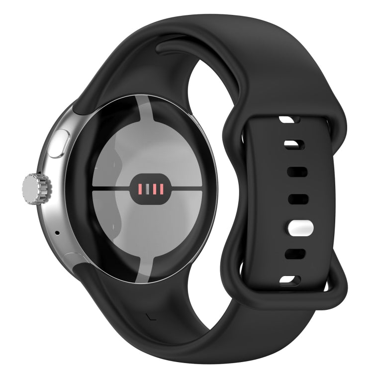 For Google Pixel Watch 2 Solid Color Silicone Watch Band, Size:S Size(Black) - Watch Bands by PMC Jewellery | Online Shopping South Africa | PMC Jewellery