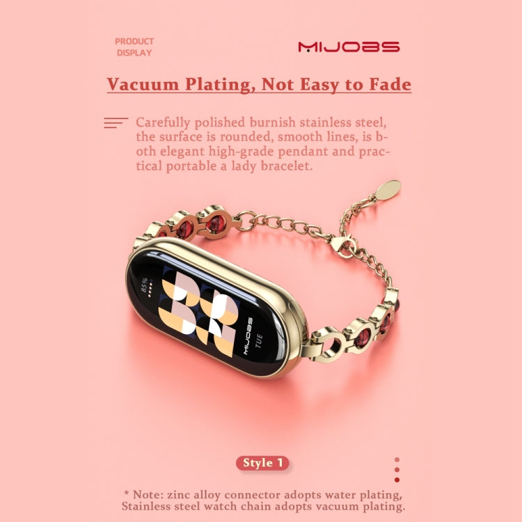 For Xiaomi Mi Band 8 Mijobs Mermaid Beauty Bracelet Watch Band(Light Gold Green) - Watch Bands by MIJOBS | Online Shopping South Africa | PMC Jewellery