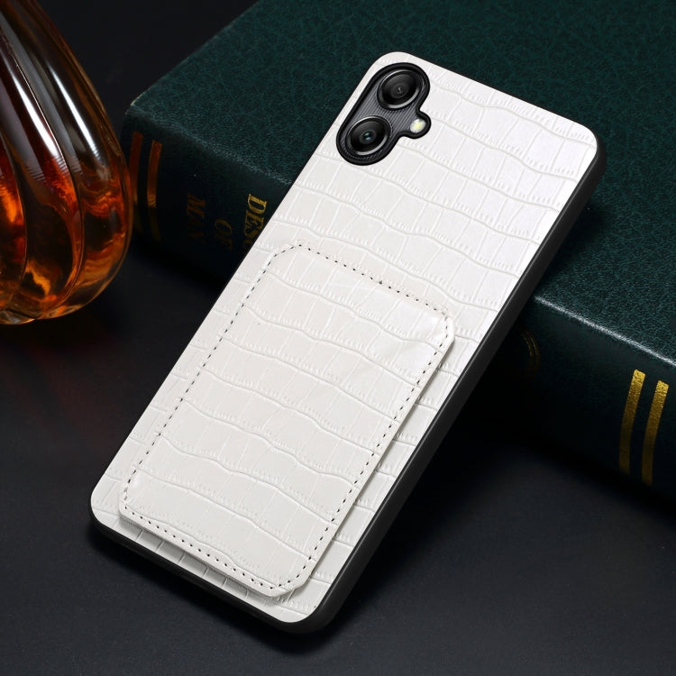 For Samsung Galaxy A32 5G Denior Imitation Crocodile Leather Back Phone Case with Holder(White) - Galaxy Phone Cases by Denior | Online Shopping South Africa | PMC TechLife