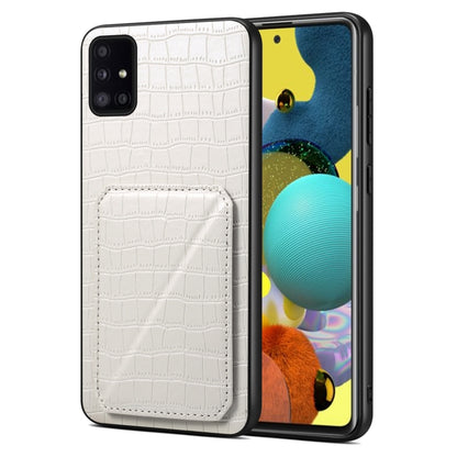 For Samsung Galaxy A51 5G Denior Imitation Crocodile Leather Back Phone Case with Holder(White) - Galaxy Phone Cases by Denior | Online Shopping South Africa | PMC Jewellery