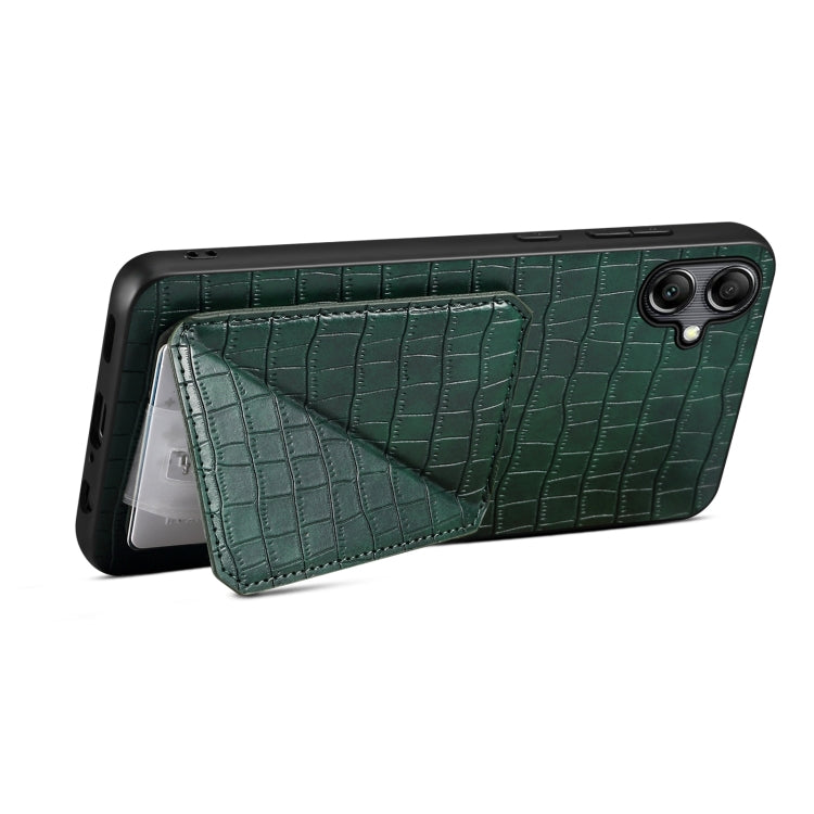 For Samsung Galaxy S24 5G Denior Imitation Crocodile Leather Back Phone Case with Holder(Green) - Galaxy S24 5G Cases by Denior | Online Shopping South Africa | PMC Jewellery