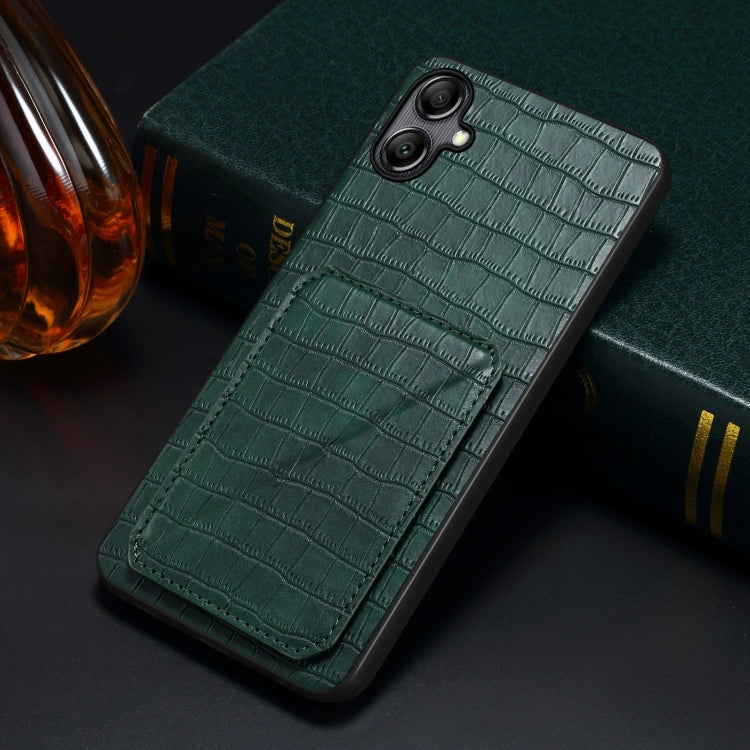 For Samsung Galaxy S24+ 5G Denior Imitation Crocodile Leather Back Phone Case with Holder(Green) - Galaxy S24+ 5G Cases by Denior | Online Shopping South Africa | PMC TechLife