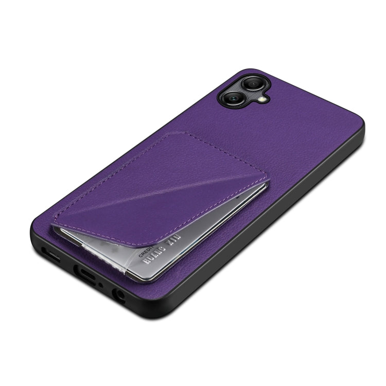 For Samsung Galaxy S24 5G Denior Imitation Calf Leather Back Phone Case with Holder(Purple) - Galaxy S24 5G Cases by Denior | Online Shopping South Africa | PMC TechLife | Buy Now Pay Later Mobicred