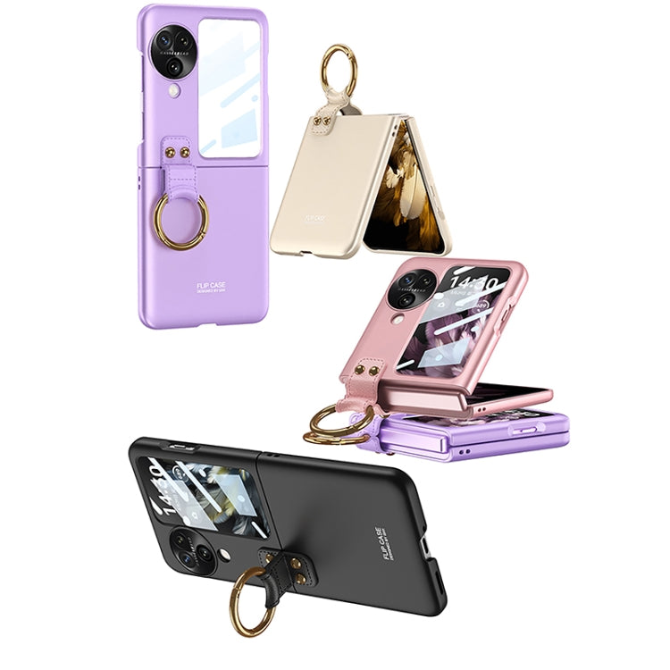 For OPPO Find N3 Flip GKK Integrated Ultra-thin Full Coverage Phone Case with Ring Holder(Purple) - Find N3 Flip Cases by GKK | Online Shopping South Africa | PMC TechLife | Buy Now Pay Later Mobicred