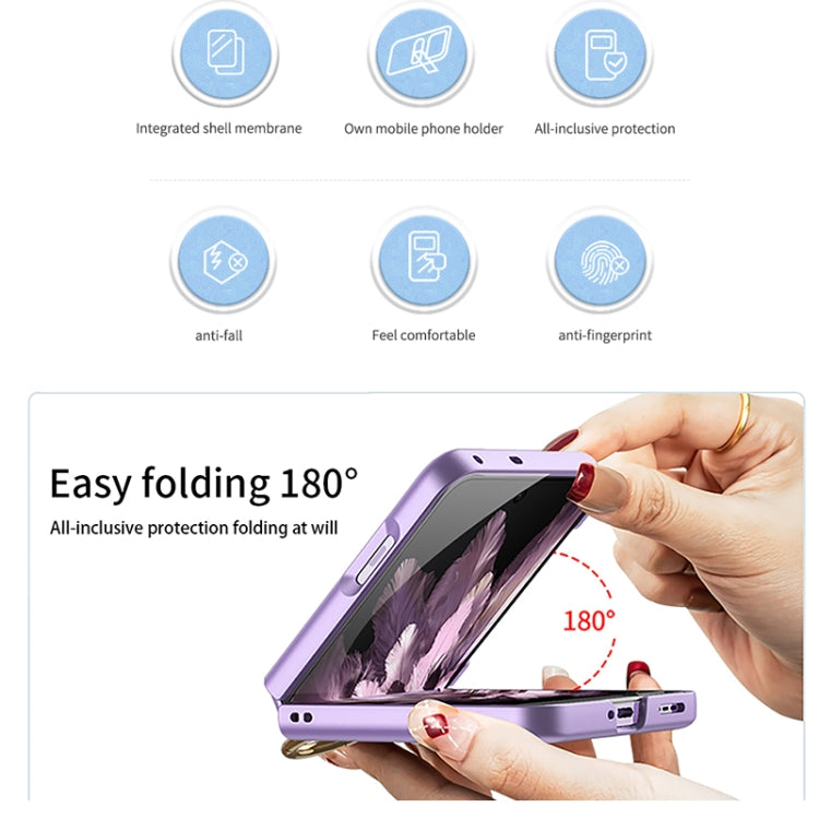For OPPO Find N3 Flip GKK Integrated Ultra-thin Full Coverage Phone Case with Ring Holder(Purple) - Find N3 Flip Cases by GKK | Online Shopping South Africa | PMC TechLife | Buy Now Pay Later Mobicred