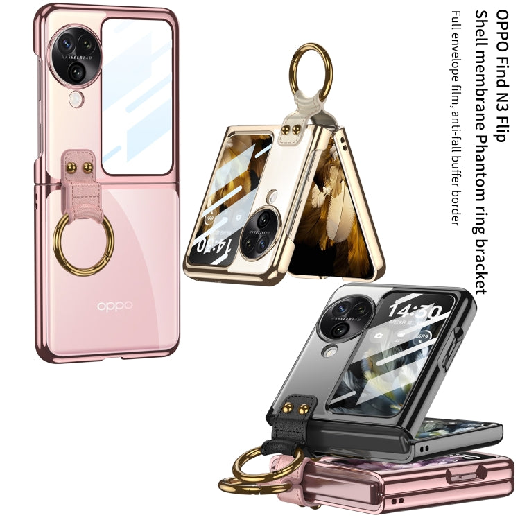 For OPPO Find N3 Flip GKK Electroplating Phone Case with Ring(Gold) - OPPO Cases by GKK | Online Shopping South Africa | PMC TechLife | Buy Now Pay Later Mobicred