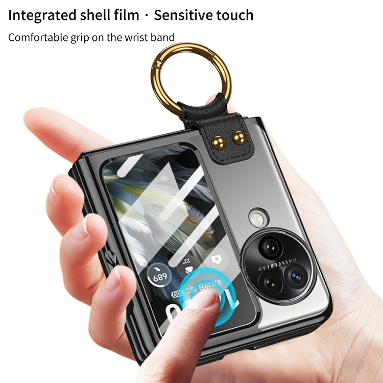 For OPPO Find N3 Flip GKK Electroplating Phone Case with Ring(Gold) - OPPO Cases by GKK | Online Shopping South Africa | PMC TechLife | Buy Now Pay Later Mobicred