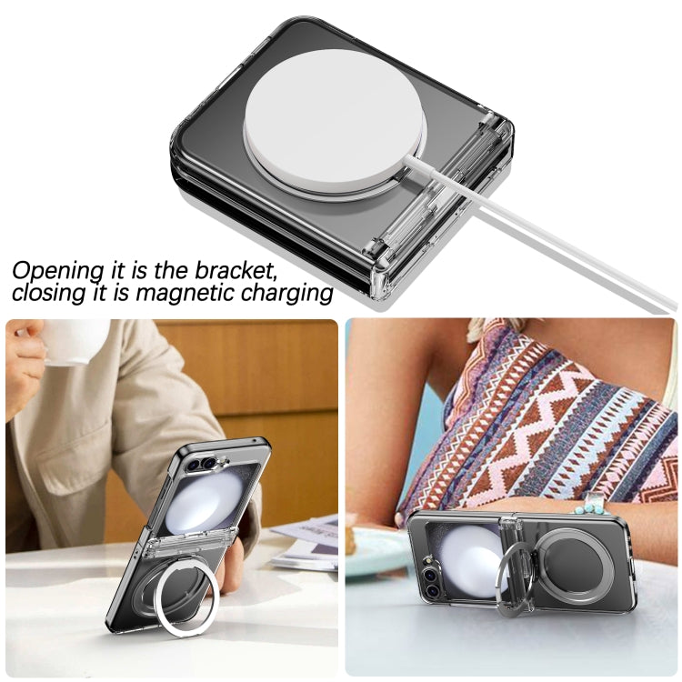 For Samsung Galaxy Z Flip5 5G 360 Degree Stand MagSafe Magnetic All-inclusive Phone Case(Transparent) - Galaxy Z Flip5 Cases by PMC Jewellery | Online Shopping South Africa | PMC Jewellery
