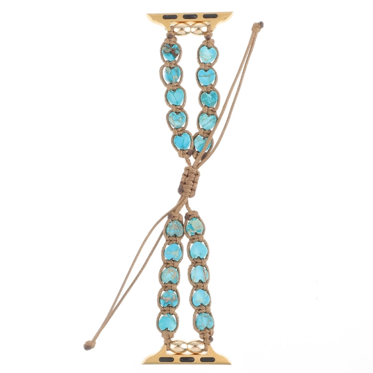 For Apple Watch Series 9 45mm Heart Stones Drawstring Chain Watch Band(Blue) - Watch Bands by PMC TechLife | Online Shopping South Africa | PMC TechLife | Buy Now Pay Later Mobicred