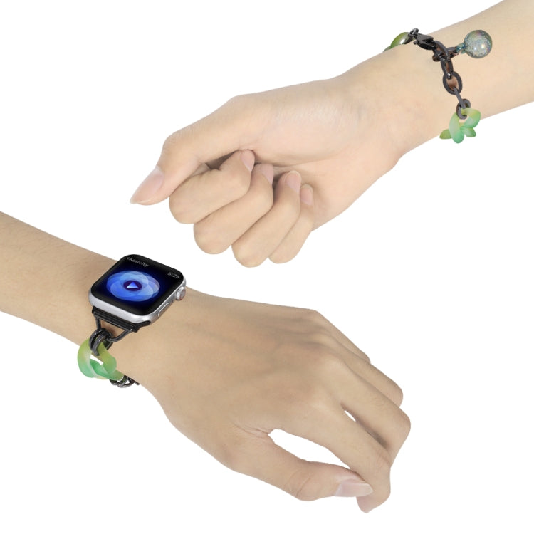 For Apple Watch Series 2 38mm Gradient Resin Chain Watch Band(Green) - Watch Bands by PMC TechLife | Online Shopping South Africa | PMC TechLife | Buy Now Pay Later Mobicred