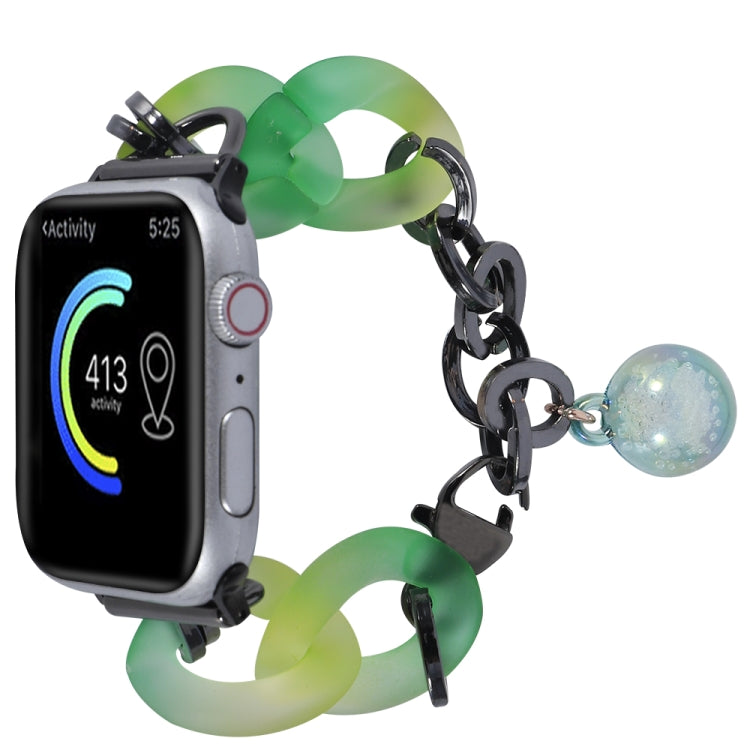 For Apple Watch 42mm Gradient Resin Chain Watch Band(Green) - Watch Bands by PMC TechLife | Online Shopping South Africa | PMC TechLife | Buy Now Pay Later Mobicred