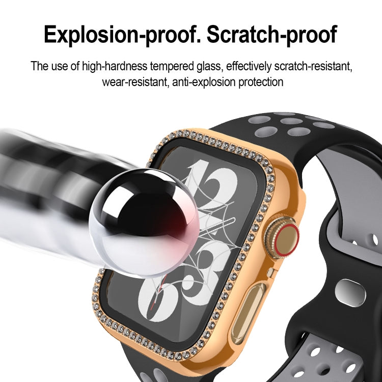 For Apple Watch Series 9 / 8 / 7 41mm Plating Row Diamond PC Watch Case with Film(Black) - Watch Cases by PMC TechLife | Online Shopping South Africa | PMC TechLife | Buy Now Pay Later Mobicred