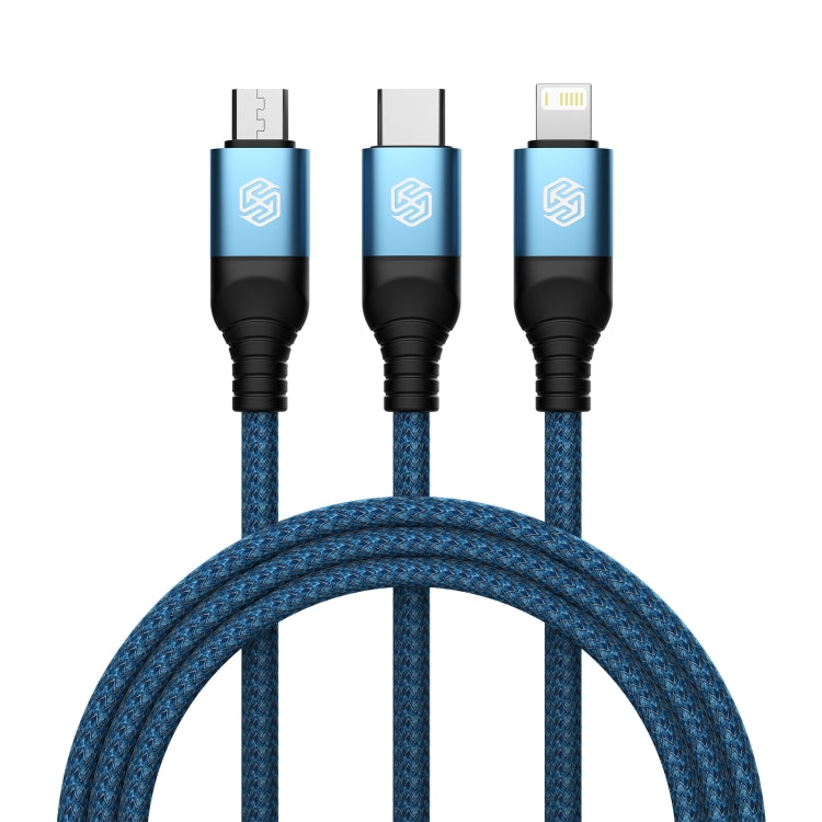 Nillkin Swift Pro 1m 3 in 1 USB to 8 Pin + Type-C + Micro USB Fast Charging Cable(Blue) - Multifunction Cable by NILLKIN | Online Shopping South Africa | PMC Jewellery