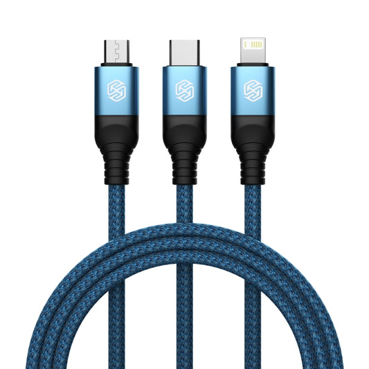 Nillkin Swift Pro 1m 3 in 1 USB to 8 Pin + Type-C + Micro USB Fast Charging Cable(Blue) - Multifunction Cable by NILLKIN | Online Shopping South Africa | PMC Jewellery