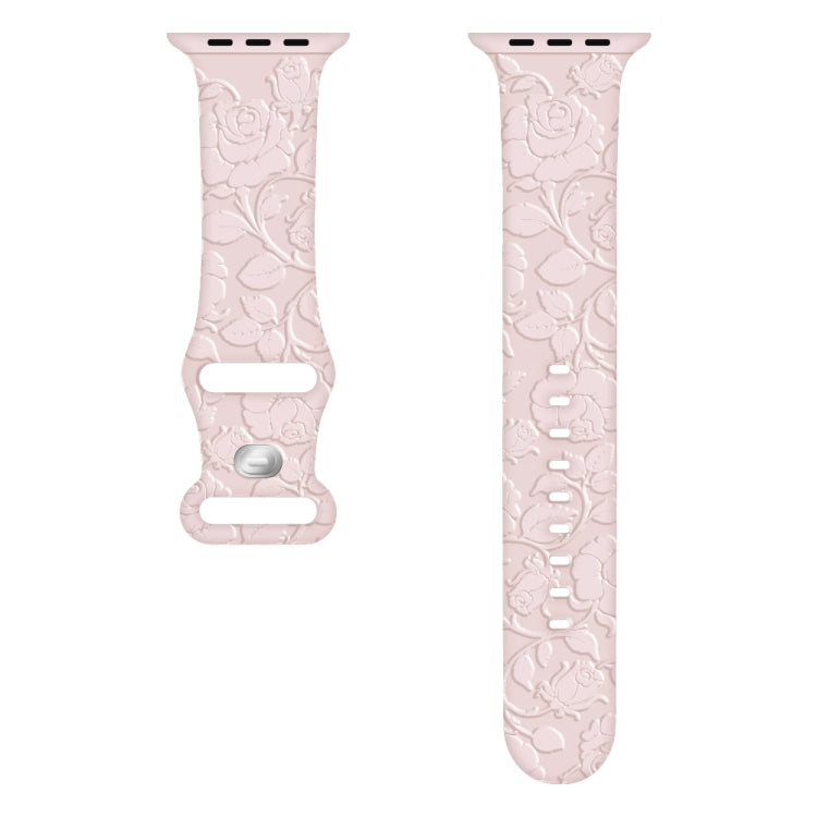 For Apple Watch 42mm Rose Embossed Silicone Watch Band(Pink) - Watch Bands by PMC TechLife | Online Shopping South Africa | PMC TechLife