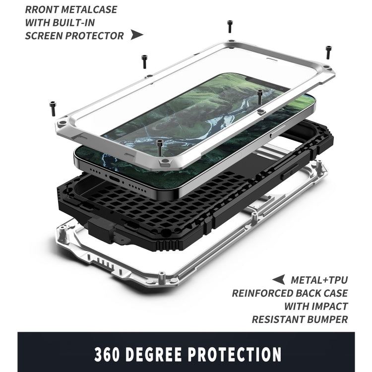 For iPhone 12 / 12 Pro R-JUST Shockproof Waterproof Dust-proof Metal + Silicone Protective Case with Holder(Silver) - free shipping - PMC TechLife - Order now!