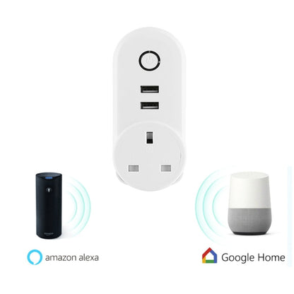 SA-002 2 USB Ports + 1 UK Socket WiFi Smart Power Plug Socket, Compatible with Alexa and Google Home, AC 110V-230V, UK Plug - Smart Socket by PMC Jewellery | Online Shopping South Africa | PMC Jewellery