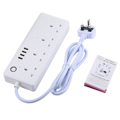 4 x USB Ports + 4 x UK Plug Jack 13A Max Output WiFi Remote Control Smart Power Socket Works with Alexa & Google Home, AC 100-240V, UK Plug - Smart Socket by PMC Jewellery | Online Shopping South Africa | PMC Jewellery