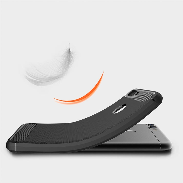 For Huawei  P smart / Enjoy 7S Brushed Texture Carbon Fiber Shockproof TPU Protective Back Case (Black) - Huawei Cases by PMC TechLife | Online Shopping South Africa | PMC TechLife | Buy Now Pay Later Mobicred