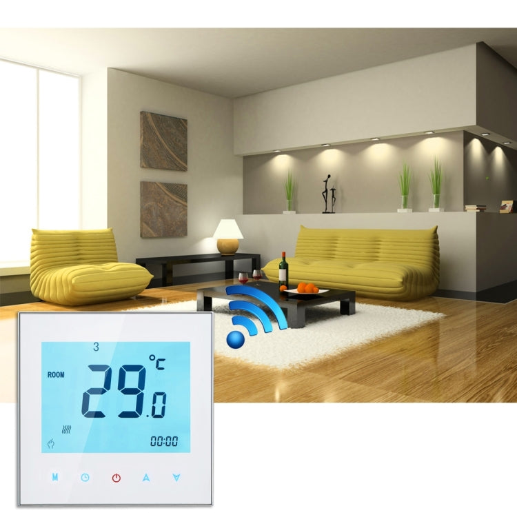 BHT-1000-GB-WIFI 16A Load Electronic Heating Type Touch LCD Digital WiFi Heating Room Thermostat with Sensor, Display Clock / Temperature / Periods / Time / Week / Heat etc.(White) - Indoor Thermometer by PMC Jewellery | Online Shopping South Africa | PMC Jewellery