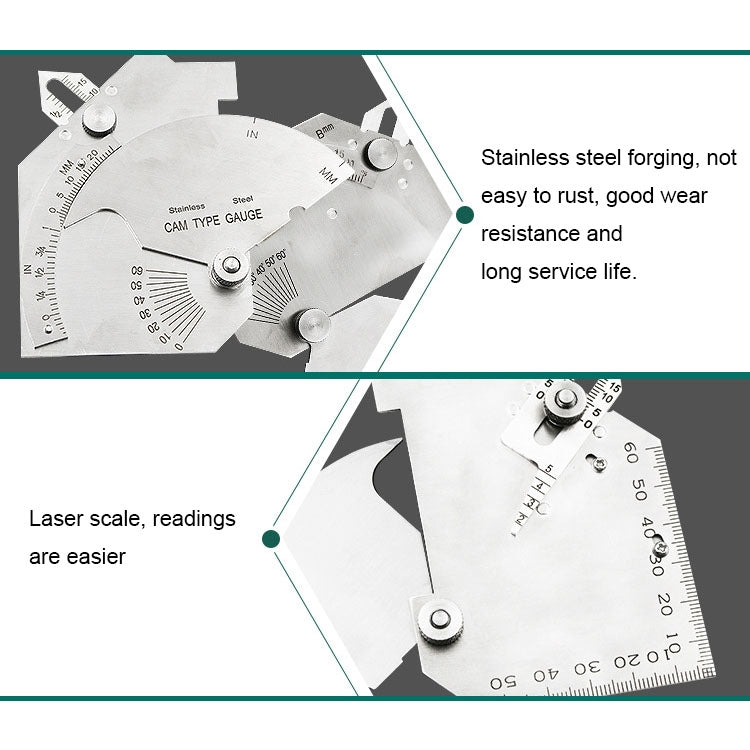 MG-8 Cam-type Stainless Steel Fillet Weld Gauge Multi-function Welding Inspection Ruler - free shipping - PMC TechLife - Order now!
