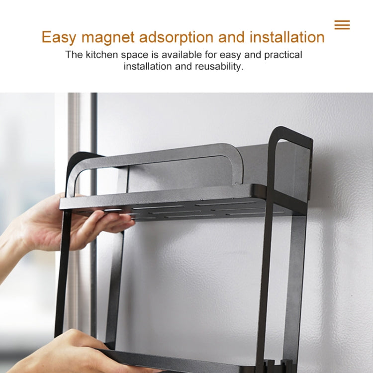 Kitchen Double Layers Magnetic Refrigerator Rack Storage Holder (Black) - Shelf by PMC TechLife | Online Shopping South Africa | PMC TechLife | Buy Now Pay Later Mobicred