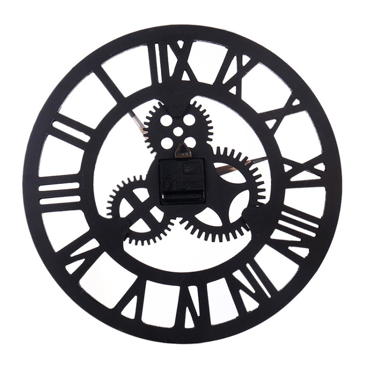Retro Wooden Round Single-sided Gear Clock Rome Number Wall Clock, Diameter: 40cm (Silver) - free shipping - PMC TechLife - Order now!
