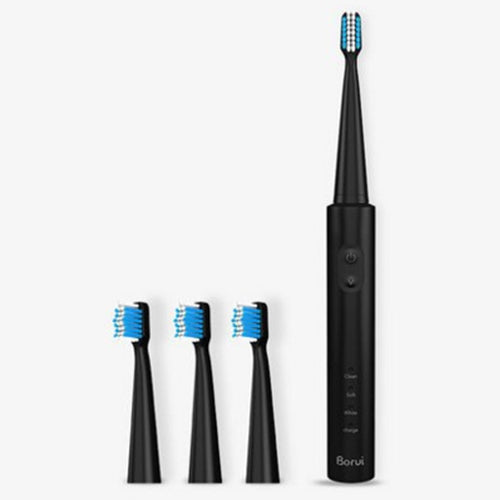 USB Wireless Charge Sonic Electric Toothbrush Adult Oral Hygiene Rechargeable Ultrasonic Tooth Brush with 4 Brush Heads (Black Plating) - Toothbrushes by PMC Jewellery | Online Shopping South Africa | PMC Jewellery