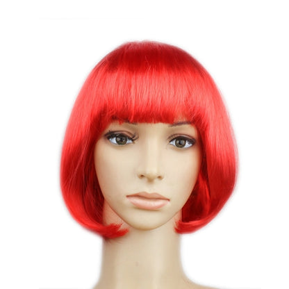 Party Cosplay Headwear Straight Short PET Wigs For Female(Red) - Wigs by PMC Jewellery | Online Shopping South Africa | PMC Jewellery