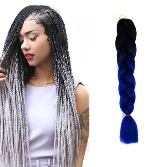 Fashion Color Gradient Individual Braid Wigs Chemical Fiber Big Braids, Length: 60cm(07 Black+Sapphire) - Wigs by PMC Jewellery | Online Shopping South Africa | PMC Jewellery