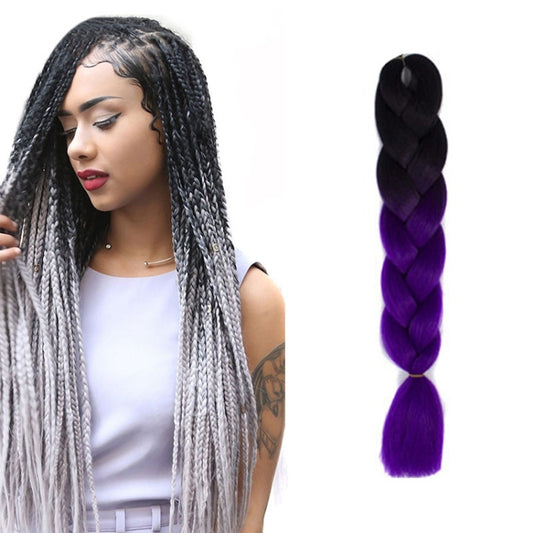 Fashion Color Gradient Individual Braid Wigs Chemical Fiber Big Braids, Length: 60cm(39 Black+Dark Purple) - Wigs by PMC Jewellery | Online Shopping South Africa | PMC Jewellery