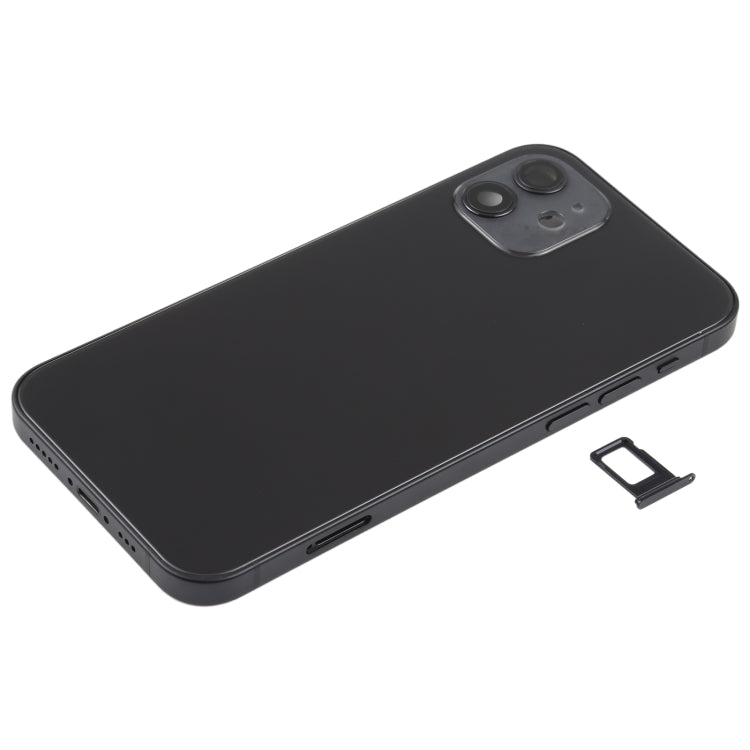 Battery Back Cover (with Side Keys & Card Tray & Power + Volume Flex Cable & Wireless Charging Module) for iPhone 12(Black) - Back Cover by PMC TechLife | Online Shopping South Africa | PMC TechLife | Buy Now Pay Later Mobicred