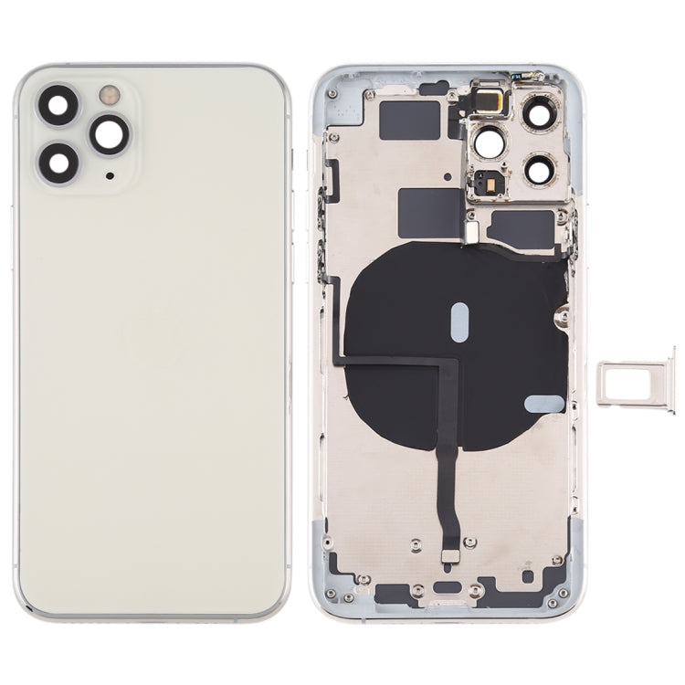 Battery Back Cover (with Side Keys & Card Tray & Power + Volume Flex Cable & Wireless Charging Module) for iPhone 11 Pro(Silver) - Back Cover by PMC TechLife | Online Shopping South Africa | PMC TechLife | Buy Now Pay Later Mobicred
