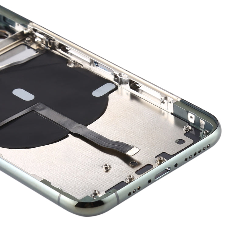 Battery Back Cover (with Side Keys & Card Tray & Power + Volume Flex Cable & Wireless Charging Module) for iPhone 11 Pro Max(Green) - Back Cover by PMC TechLife | Online Shopping South Africa | PMC TechLife