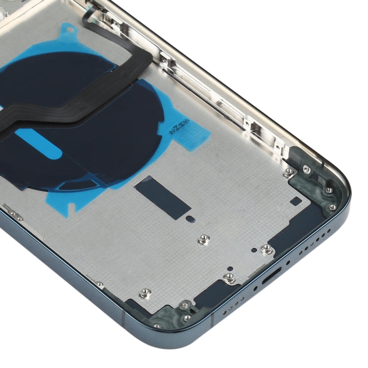 Battery Back Cover (with Side Keys & Card Tray & Power + Volume Flex Cable & Wireless Charging Module) for iPhone 12 Pro Max(Blue) - Back Cover by PMC TechLife | Online Shopping South Africa | PMC TechLife