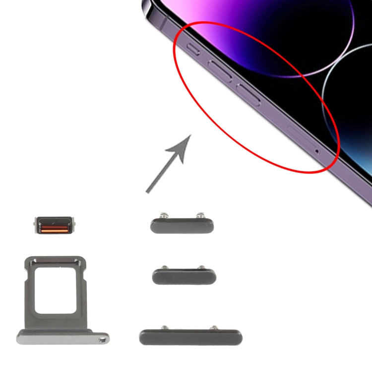 SIM Card Tray + Side Keys for iPhone 14 Pro Max(Black) -  by PMC TechLife | Online Shopping South Africa | PMC TechLife