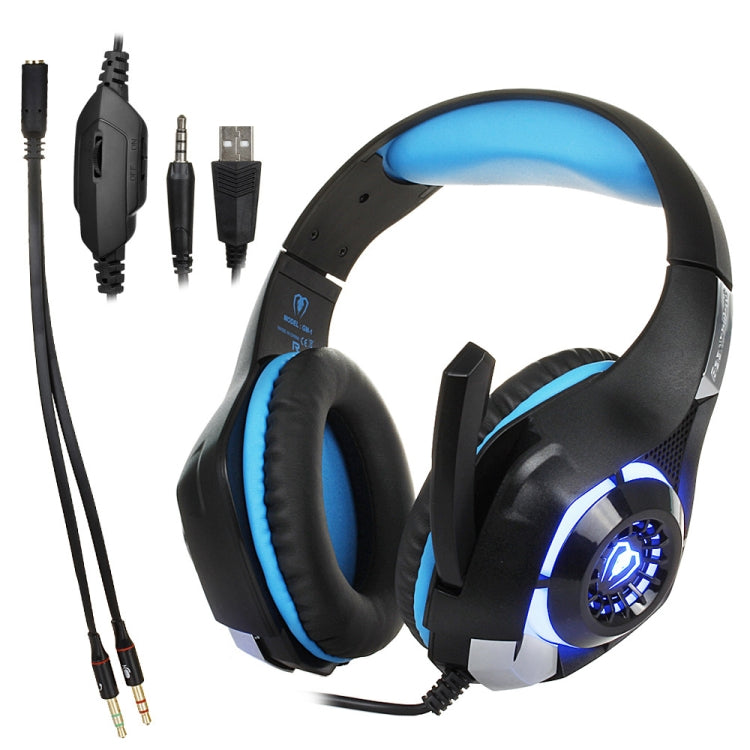 Beexcellent GM-1 Stereo Bass Gaming Wired Headphone with Microphone & LED Light, For PS4, Smartphone, Tablet, PC, Notebook(Blue) - Multimedia Headset by PMC Jewellery | Online Shopping South Africa | PMC Jewellery