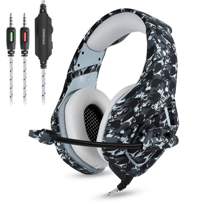 ONIKUMA K1-B Deep Bass Noise Canceling Camouflage Gaming Headphone with Microphone(Grey) - Multimedia Headset by ONIKUMA | Online Shopping South Africa | PMC Jewellery