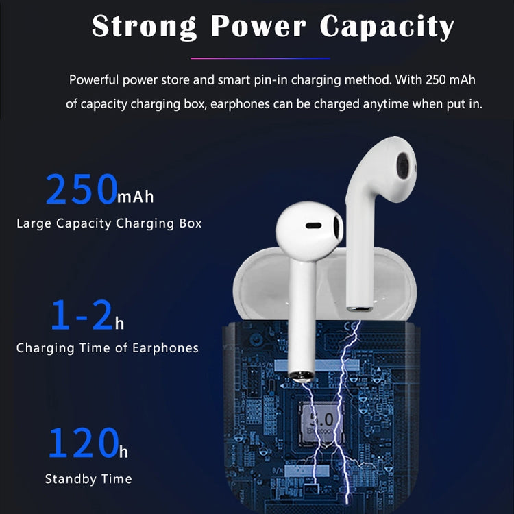 i9 Wireless TWS Sport Bilateral Stereo Bluetooth 5.0 Headset with Charging Box, Push-button Version(White) - TWS Earphone by PMC TechLife | Online Shopping South Africa | PMC TechLife