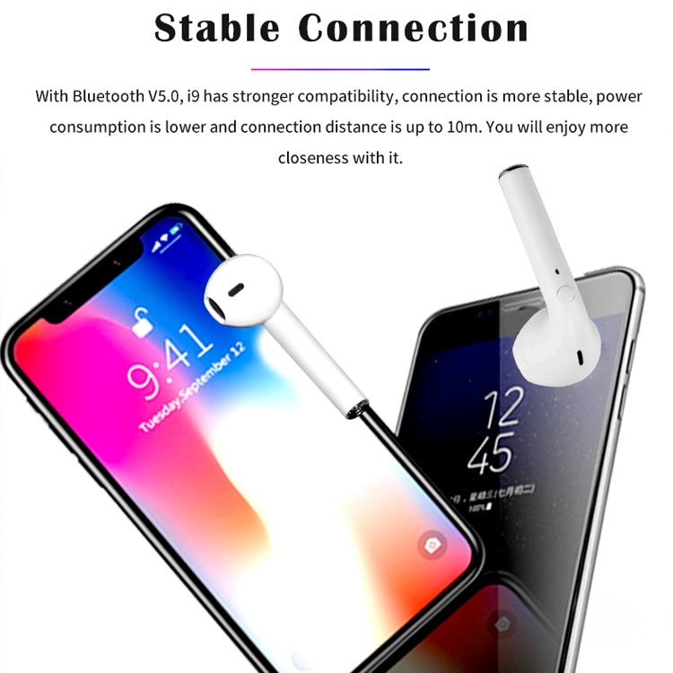 i9 Wireless TWS Sport Bilateral Stereo Bluetooth 5.0 Headset with Charging Box, Push-button Version(White) - TWS Earphone by PMC TechLife | Online Shopping South Africa | PMC TechLife