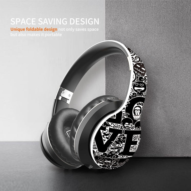 B1 Graffiti Pattern Wireless Bluetooth V5.0 Headset (Red) - Headset & Headphone by PMC TechLife | Online Shopping South Africa | PMC TechLife