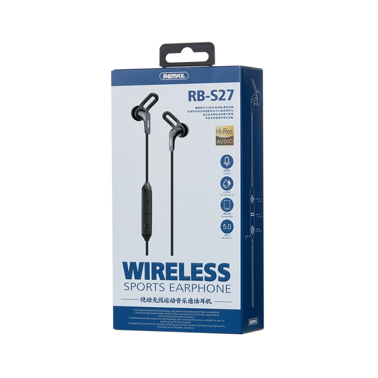 REMAX RB-S27 Sports Music Bluetooth V5.0 Wireless Earphone, Support Hands-free (Black) - Neck-mounted Earphone by REMAX | Online Shopping South Africa | PMC Jewellery