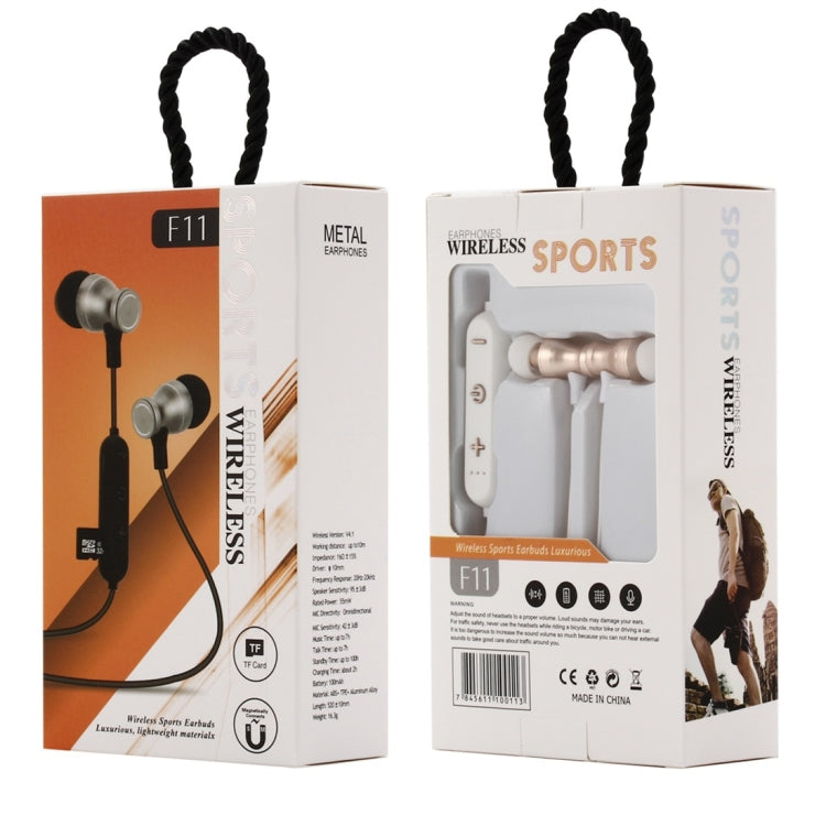 F11 Bluetooth 4.2 Hanging Neck Design Bluetooth Headset, Support Music Play & Switching & Volume Control & Answer(Gold) - Neck-mounted Earphone by PMC TechLife | Online Shopping South Africa | PMC TechLife