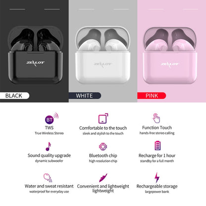 ZEALOT T3 Bluetooth 5.0 TWS Wireless Bluetooth Earphone with Charging Box, Support Touch & Call & Power Display(White) - TWS Earphone by ZEALOT | Online Shopping South Africa | PMC Jewellery